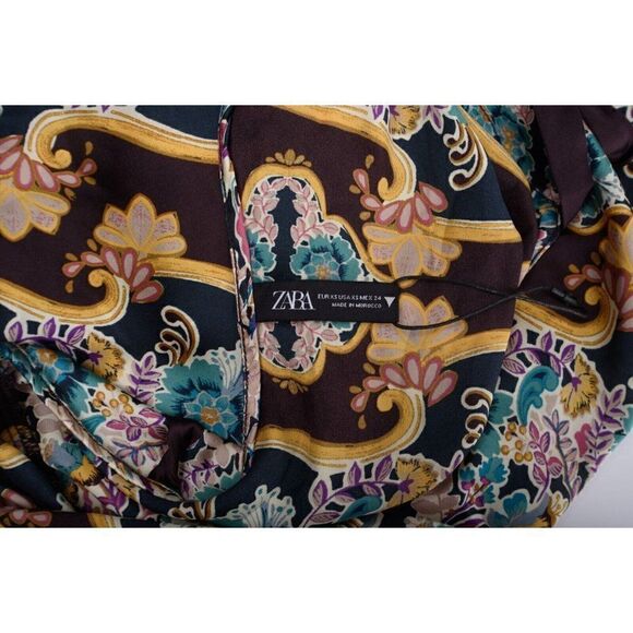Zara Womens Printed Midi Dress XS Loose Fitting Multi-Color Floral 8019/439 NWOT - Picture 6 of 6